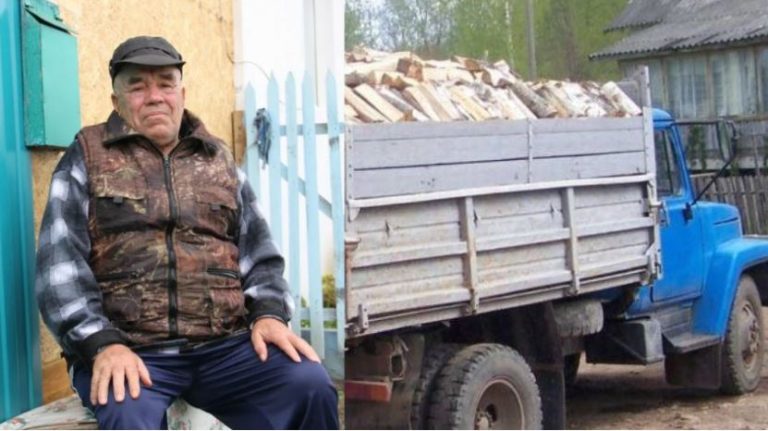 Сидів дід на лавочці і думав, як він замерзне цієї зими. Несподівано до будинку під’їхала машина, яка була повністю наповнена дровами